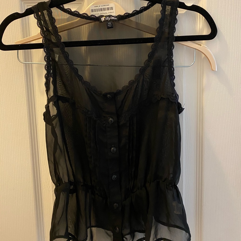 Lily White Black Flirty Blouse
